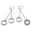 Sterling Silver Long Earring, Love Design, with White Micro Pave, Polished, Rhodium Finish, 02.186.0166.1
