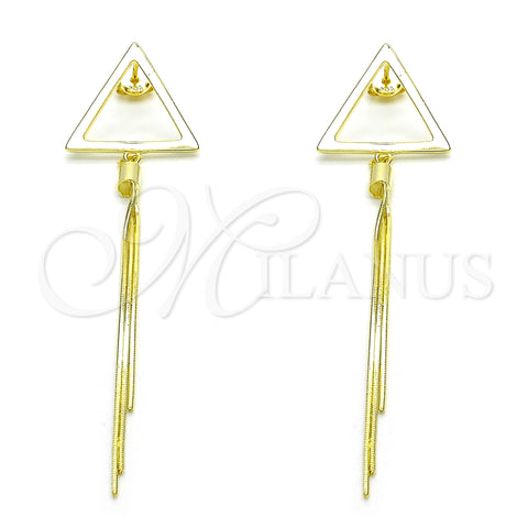 Sterling Silver Long Earring, Polished, Golden Finish, 02.186.0167