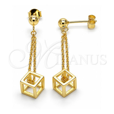 Sterling Silver Long Earring, Polished, Golden Finish, 02.186.0168