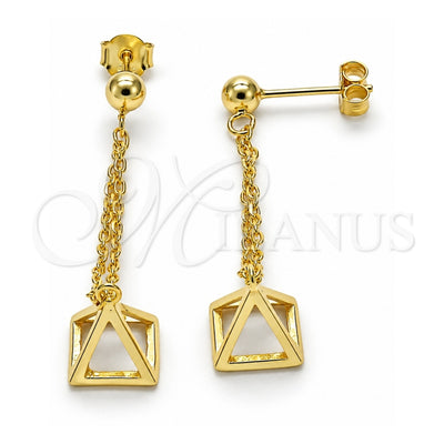 Sterling Silver Long Earring, Polished, Golden Finish, 02.186.0169