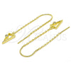 Sterling Silver Threader Earring, with White Cubic Zirconia, Polished, Golden Finish, 02.186.0171
