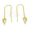 Sterling Silver Threader Earring, with White Cubic Zirconia, Polished, Golden Finish, 02.186.0171