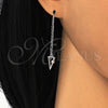 Sterling Silver Long Earring, with White Cubic Zirconia, Polished, Rhodium Finish, 02.186.0171.1