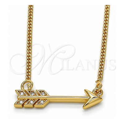 Oro Laminado Pendant Necklace, Gold Filled Style with White Micro Pave, Polished, Golden Finish, 04.156.0161.18 (02 MM Thickness, 18 Inches Length)