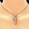 Oro Laminado Pendant Necklace, Gold Filled Style Cross Design, with White Micro Pave, Polished, Golden Finish, 04.156.0162.18 (02 MM Thickness, 18 Inches Length)