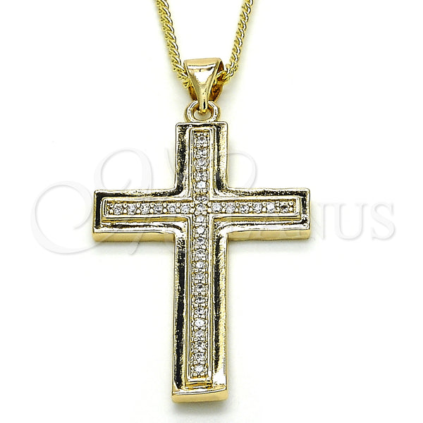 Gold Filled Necklace — Pendant Necklace Cross Design with White Micro Pave — main product view — SKU 125256 | Oro Laminado collar — Pendant Necklace cruz diseño with blanco Micro Pave — SKU 125256