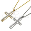 Oro Laminado Pendant Necklace, Gold Filled Style Cross Design, with White Micro Pave, Polished, Golden Finish, 04.156.0162.18 (02 MM Thickness, 18 Inches Length)