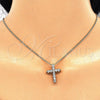 Oro Laminado Pendant Necklace, Gold Filled Style Cross Design, with White Cubic Zirconia, Polished, Golden Finish, 04.156.0167.18 (02 MM Thickness, 18 Inches Length)