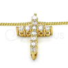 Oro Laminado Pendant Necklace, Gold Filled Style Cross Design, with White Cubic Zirconia, Polished, Golden Finish, 04.156.0167.18 (02 MM Thickness, 18 Inches Length)