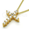 Oro Laminado Pendant Necklace, Gold Filled Style Cross Design, with White Cubic Zirconia, Polished, Golden Finish, 04.156.0167.18 (02 MM Thickness, 18 Inches Length)