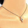 Oro Laminado Pendant Necklace, Gold Filled Style Cross Design, with White Micro Pave, Polished, Golden Finish, 04.156.0168.20 (02 MM Thickness, 20 Inches Length)