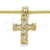 Oro Laminado Pendant Necklace, Gold Filled Style Cross Design, with White Micro Pave, Polished, Golden Finish, 04.156.0168.20 (02 MM Thickness, 20 Inches Length)