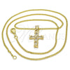 Oro Laminado Pendant Necklace, Gold Filled Style Cross Design, with White Micro Pave, Polished, Golden Finish, 04.156.0168.20 (02 MM Thickness, 20 Inches Length)