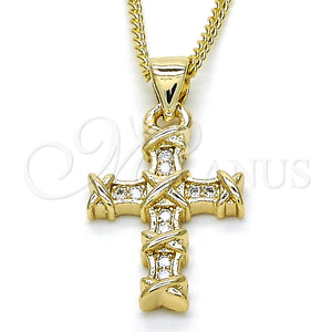 Gold Filled Necklace — Pendant Necklace Cross Design with White Micro Pave — main product view — SKU 125268 | Oro Laminado collar — Pendant Necklace cruz diseño with blanco Micro Pave — SKU 125268
