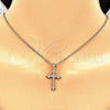 Oro Laminado Pendant Necklace, Gold Filled Style Cross Design, with White Cubic Zirconia, Polished, Golden Finish, 04.156.0170.18 (02 MM Thickness, 18 Inches Length)