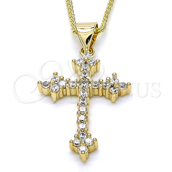 Gold Filled Necklace — Pendant Necklace Cross Design with White Cubic Zirconia — main product view — SKU 125272 | Oro Laminado collar — Pendant Necklace cruz diseño with blanco Cubic Zirconia — SKU 125272