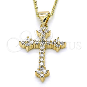 Gold Filled Necklace — Pendant Necklace Cross Design with White Cubic Zirconia — main product view — SKU 125272 | Oro Laminado collar — Pendant Necklace cruz diseño with blanco Cubic Zirconia — SKU 125272