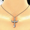 Oro Laminado Pendant Necklace, Gold Filled Style Cross and Heart Design, with White Micro Pave, Polished, Golden Finish, 04.156.0171.20 (02 MM Thickness, 20 Inches Length)