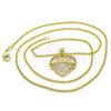 Oro Laminado Pendant Necklace, Gold Filled Style Heart Design, with White Micro Pave, Polished, Golden Finish, 04.156.0173.20 (02 MM Thickness, 20 Inches Length)