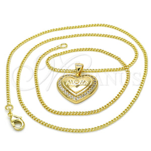 Gold Filled Necklace — Pendant Necklace Mom and Heart Design with White — main product view — SKU 125282 | Oro Laminado collar — Pendant Necklace Mom and corazón diseño with blanco — SKU 125282