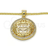 Oro Laminado Pendant Necklace, Gold Filled Style Mom and Heart Design, with White Micro Pave, Polished, Golden Finish, 04.156.0175.20 (02 MM Thickness, 20 Inches Length)