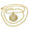 Oro Laminado Pendant Necklace, Gold Filled Style Mom and Heart Design, with White Micro Pave, Polished, Golden Finish, 04.156.0175.20 (02 MM Thickness, 20 Inches Length)
