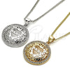 Oro Laminado Pendant Necklace, Gold Filled Style Mom and Heart Design, with White Micro Pave, Polished, Golden Finish, 04.156.0175.20 (02 MM Thickness, 20 Inches Length)
