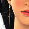 Sterling Silver Long Earring, with White Micro Pave, Polished, Golden Finish, 02.186.0173
