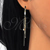 Sterling Silver Long Earring, with White Micro Pave, Polished, Golden Finish, 02.186.0173