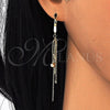 Sterling Silver Long Earring, with White Micro Pave, Polished, Golden Finish, 02.186.0173
