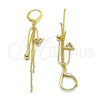 Sterling Silver Long Earring, with White Micro Pave, Polished, Golden Finish, 02.186.0173