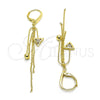 Sterling Silver Long Earring, with White Micro Pave, Polished, Golden Finish, 02.186.0173