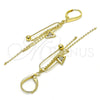 Sterling Silver Long Earring, with White Micro Pave, Polished, Golden Finish, 02.186.0173