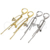 Sterling Silver Long Earring, with White Micro Pave, Polished, Golden Finish, 02.186.0173