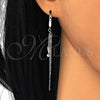 Sterling Silver Long Earring, with White Micro Pave, Polished, Rhodium Finish, 02.186.0173.1