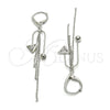 Sterling Silver Long Earring, with White Micro Pave, Polished, Rhodium Finish, 02.186.0173.1