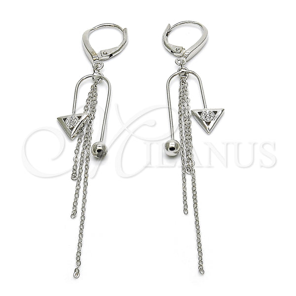 Sterling Silver Ring — Long Earring with White Micro Pave Polished 02. — main product view — SKU 125294 | Plata 925 anillo — Long Earring with blanco Micro Pave pulido 02. — SKU 125294
