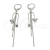 Sterling Silver Long Earring, with White Micro Pave, Polished, Rhodium Finish, 02.186.0173.1