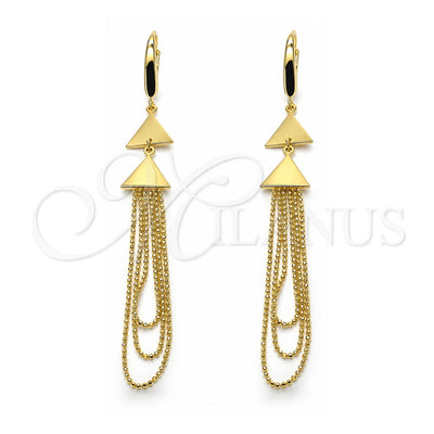 Sterling Silver Long Earring, Polished, Golden Finish, 02.186.0174
