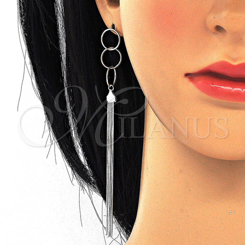 Sterling Silver Long Earring, Polished, Rhodium Finish, 02.186.0175.1