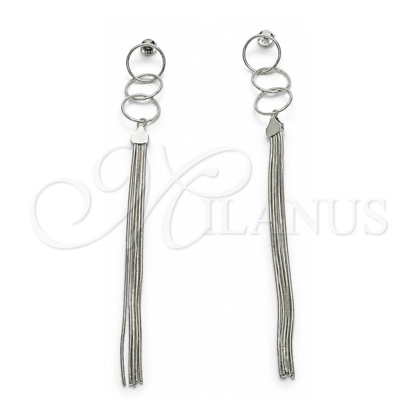Sterling Silver Long Earring, Polished, Rhodium Finish, 02.186.0175.1