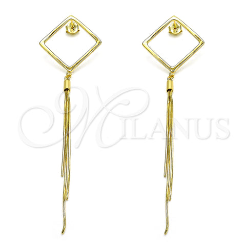 Sterling Silver Long Earring, Polished, Golden Finish, 02.186.0176