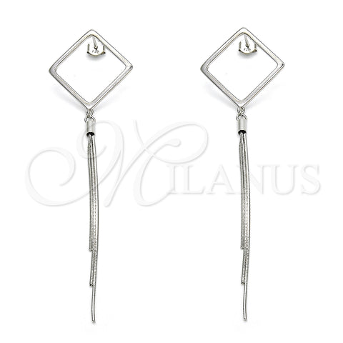 Sterling Silver Long Earring, Polished, Rhodium Finish, 02.186.0176.1