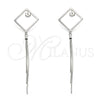 Sterling Silver Long Earring, Polished, Rhodium Finish, 02.186.0176.1