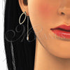 Sterling Silver Long Earring, with White Micro Pave, Polished, Golden Finish, 02.186.0177