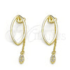 Sterling Silver Long Earring, with White Micro Pave, Polished, Golden Finish, 02.186.0177