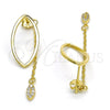 Sterling Silver Long Earring, with White Micro Pave, Polished, Golden Finish, 02.186.0177