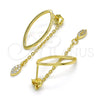 Sterling Silver Long Earring, with White Micro Pave, Polished, Golden Finish, 02.186.0177