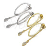 Sterling Silver Long Earring, with White Micro Pave, Polished, Golden Finish, 02.186.0177
