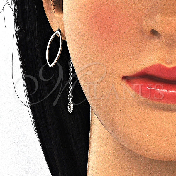 Sterling Silver Ring — Long Earring with White Micro Pave Polished 02. — alternate product view — SKU 125302 | Plata 925 anillo — Long Earring with blanco Micro Pave pulido 02. — SKU 125302